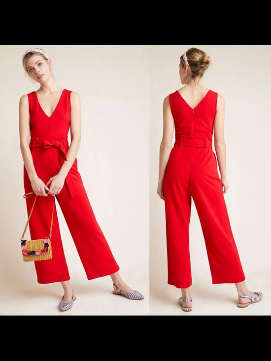 Anthropologie Pants - ANTHROPOLOGIE RED CATHY STRUCTURED JUMPSUIT SZ Medium